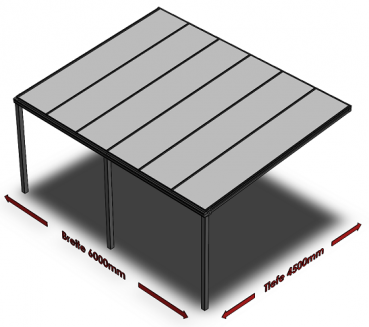 Preview: Überdachung mit 16 mm Polycarbonat, 6 x 4,5 m